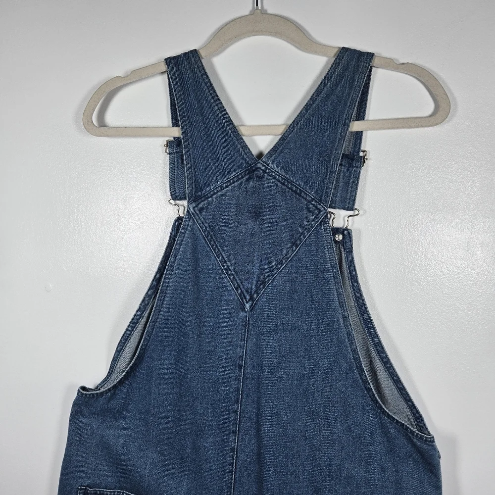 Vintage 90s Mountain Lake Casuals Patchwork Cropped Blue Jean Overalls Medium